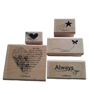 Stampin 'Up Retired 5 Piece Wood Mounted Stamps